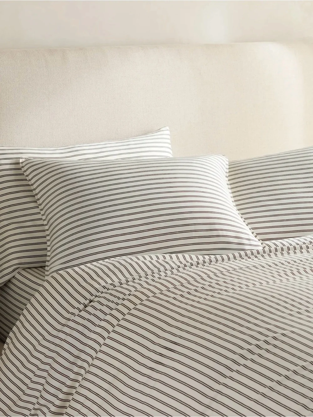 Quince Bamboo Duvet Cover Set - Full/Queen - Double Stripe Espresso - NWOT